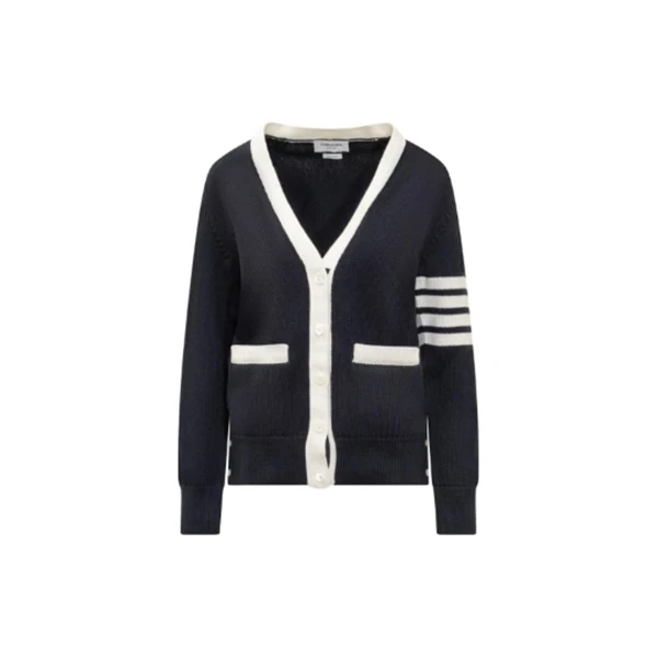 99新 THOMBROWNE SS24 老钱风腊肠狗印花V领单排扣合身长袖针织衫