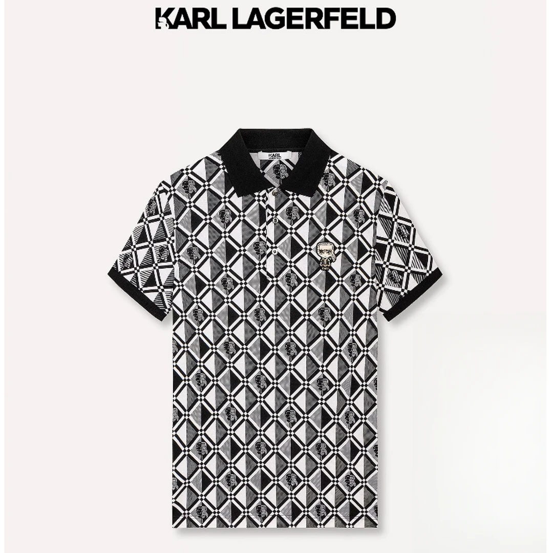 KARL LAGERFELD/卡尔拉格斐高级老花纯棉短袖Polo衫1K1D30606105