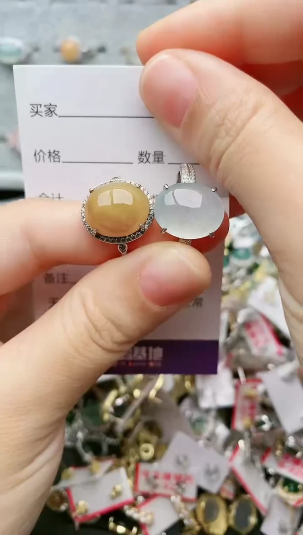 翡翠戒指银S925镶嵌9576