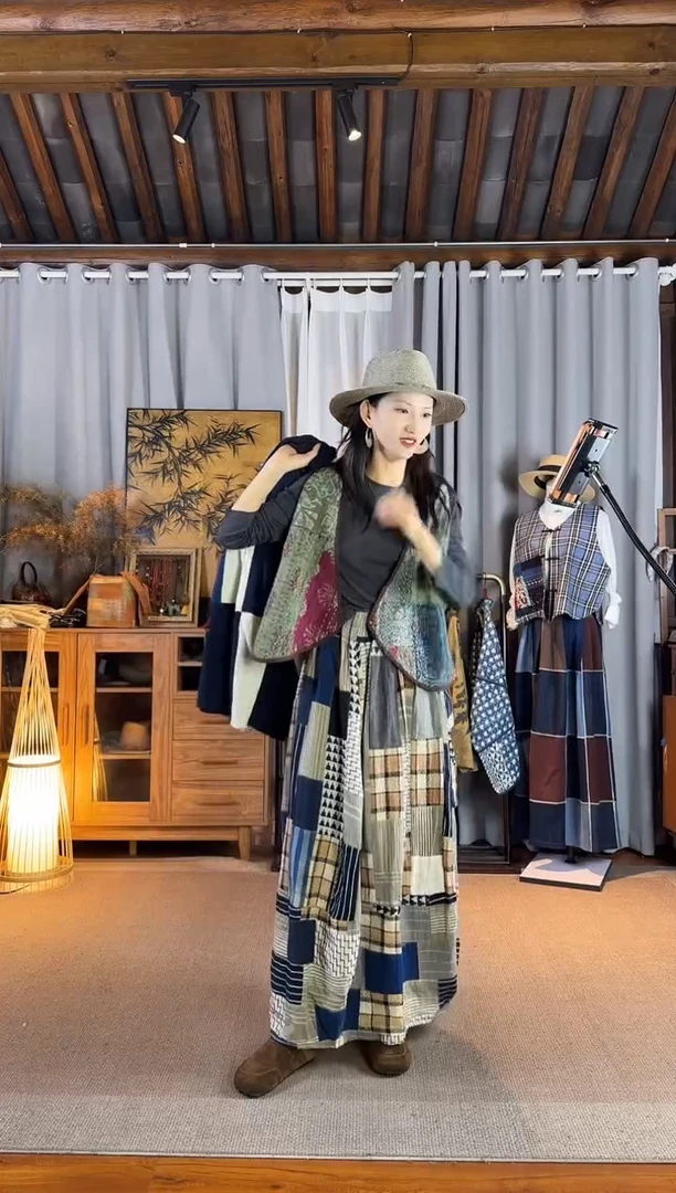 小*呀设计师款彩色拼接口袋半裙