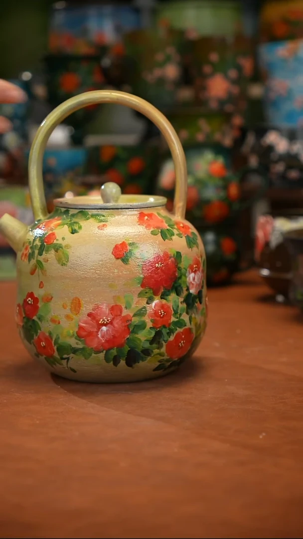 紫砂油画釉下彩手绘