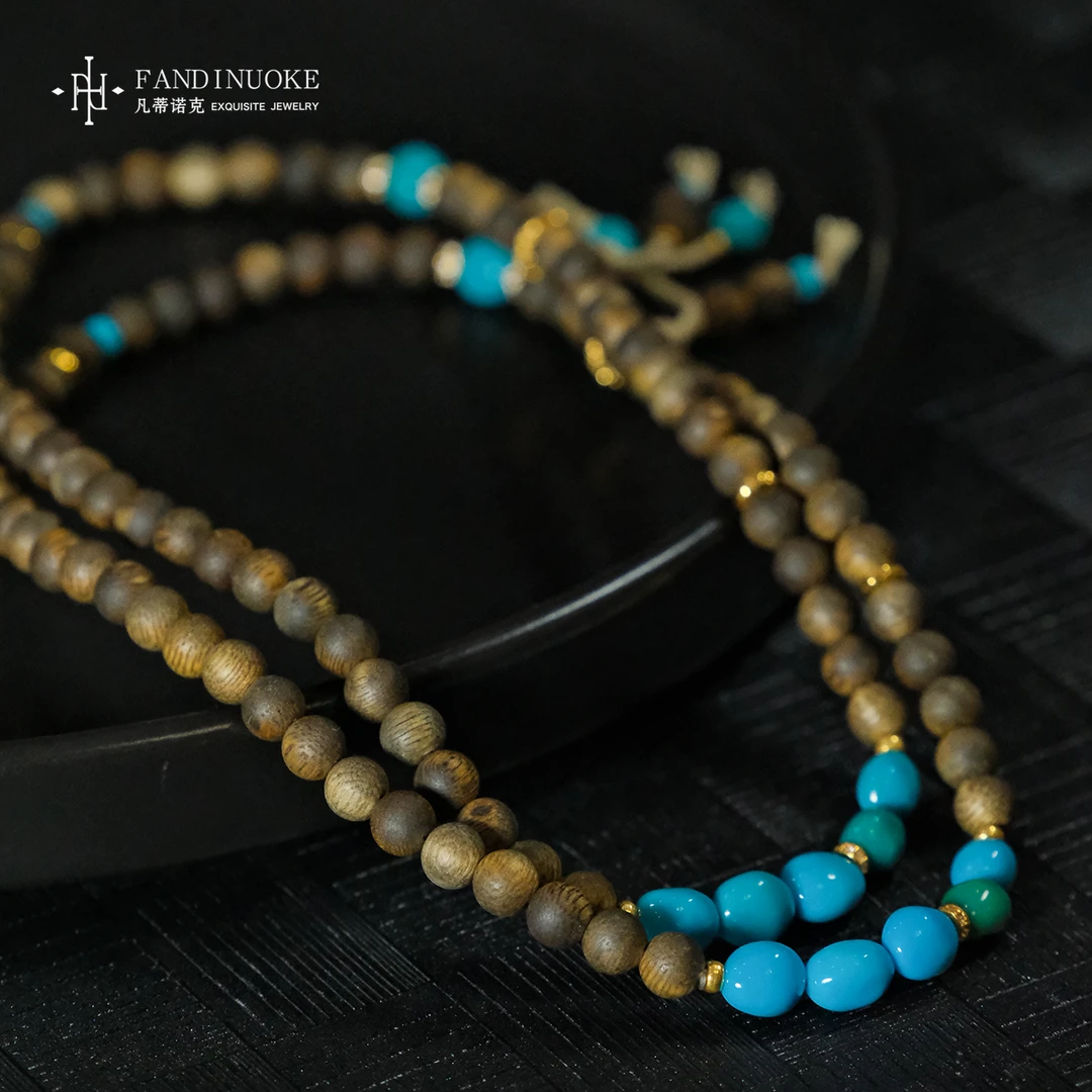 【加加专属】29 MJ91204-绿松石沉香diy双圈手串—多样性发一件-6mm