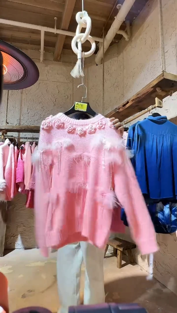 粉染植物染棉服驼鸟毛