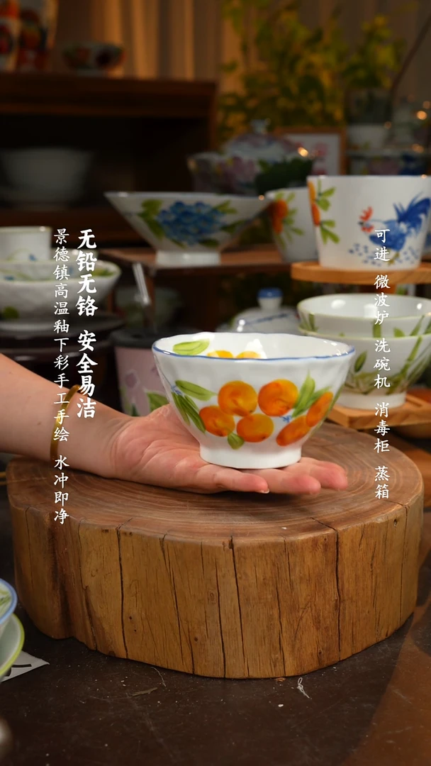 陶瓷景德镇高温釉下手绘陶瓷