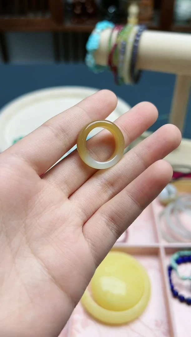 【闪购商品】和田玉指环未镶嵌和田玉大半糖14#指环*1 BDD