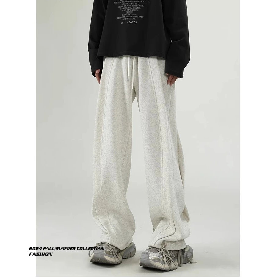 美式宽松解构灰色伐木裤潮牌小众设计感运动卫裤男士款直筒休闲裤