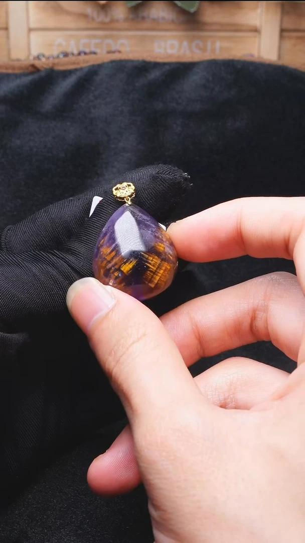 吊坠(不含链)18K金镶嵌水晶L060-18k极光金多多水滴吊坠