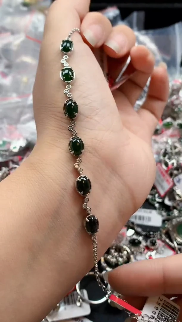 银S925镶嵌戒指翡翠天然A货缅甸翡翠