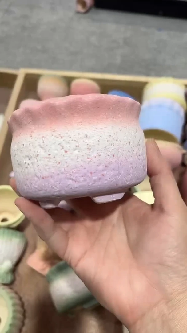 麦饭石粗陶多肉花盆9*6