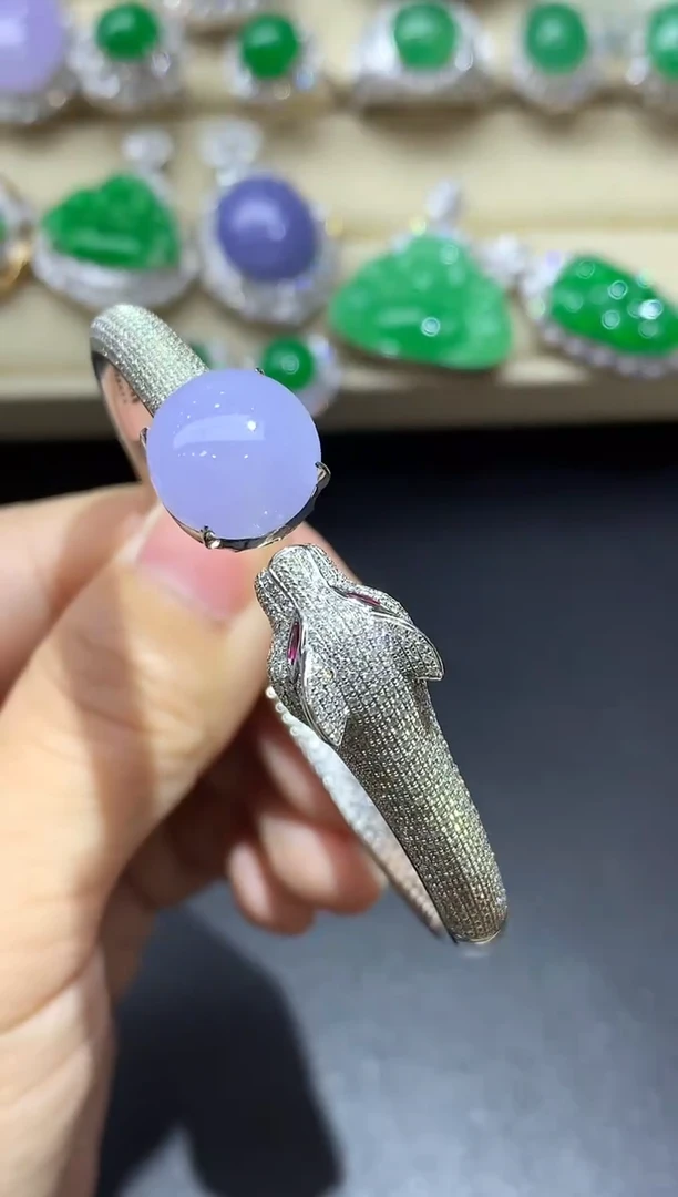 翡翠手镯18K金镶嵌655-中国好珍宝