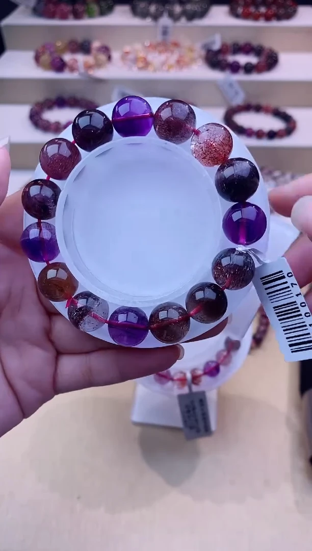 未镶嵌手串水晶黑加仑超七单圈12m+