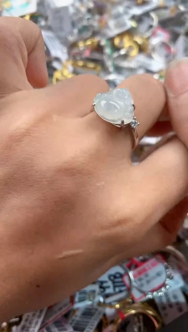 银S925镶嵌戒指翡翠101010----5