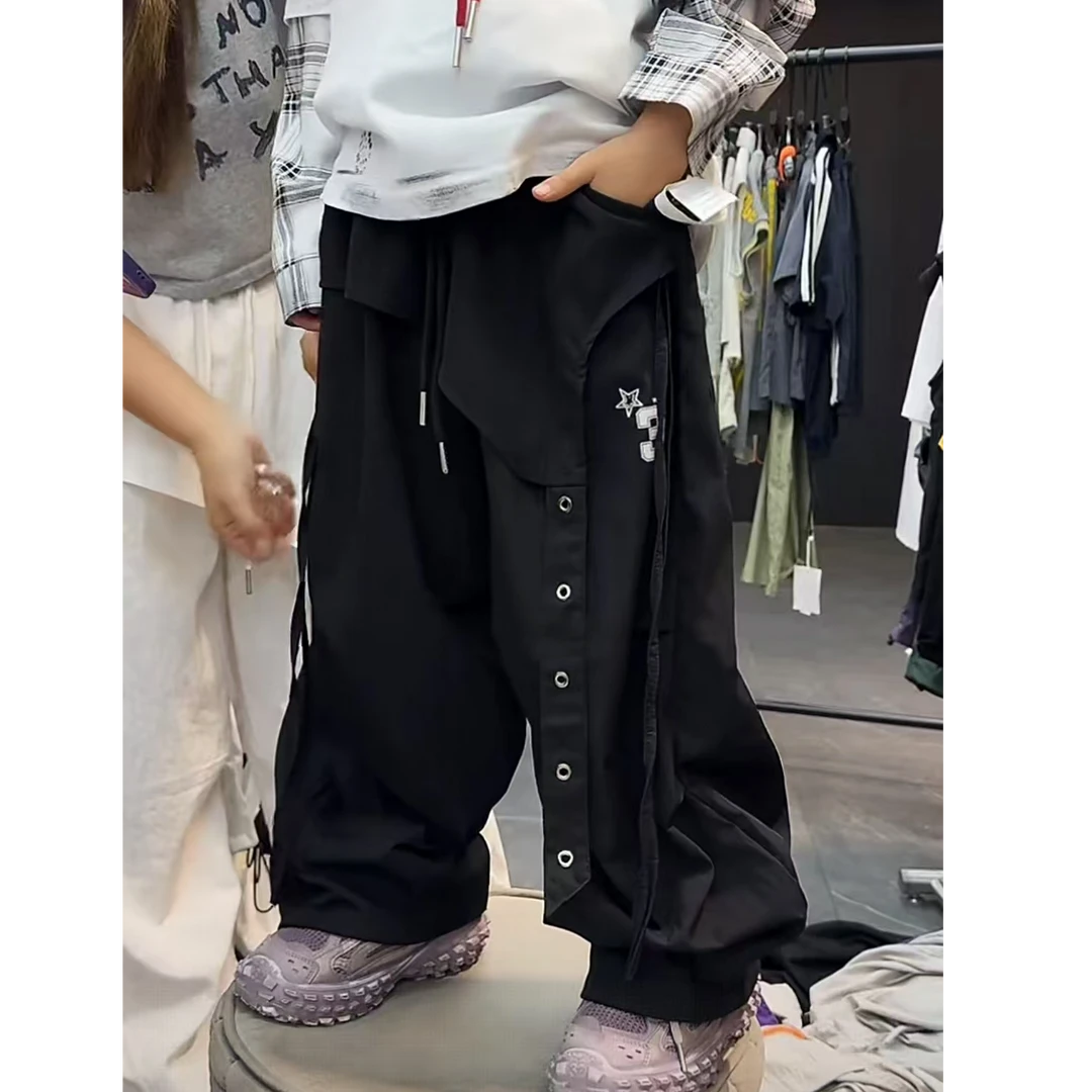 吾2025【Y】6月15日 儿童男童女童黑色夏季阔腿工装裤5383-