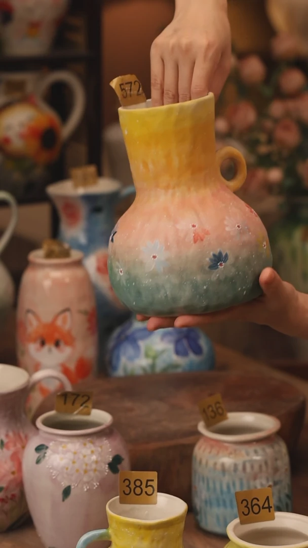 陶瓷572景德镇设计师手作花器摆件侘寂风