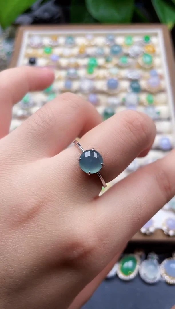 银S925镶嵌戒指翡翠1