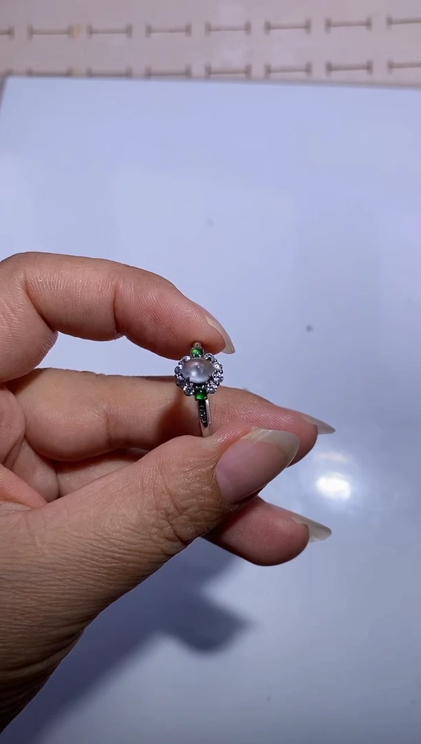 银S925镶嵌戒指翡翠?****麦戒指