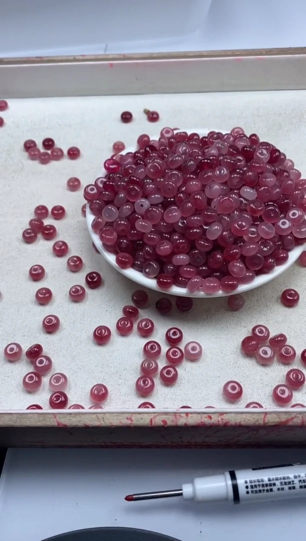 【闪购商品】玛瑙/玉髓颈饰未镶嵌w887桃花玉算盘8*5mm*30颗