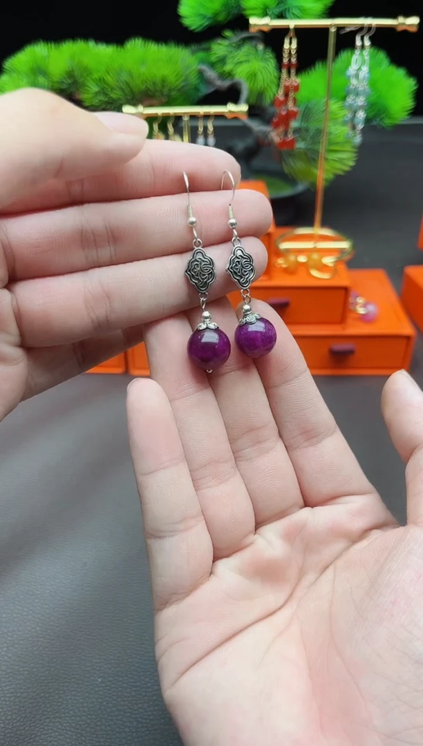 玛瑙/玉髓耳饰银S925镶嵌202