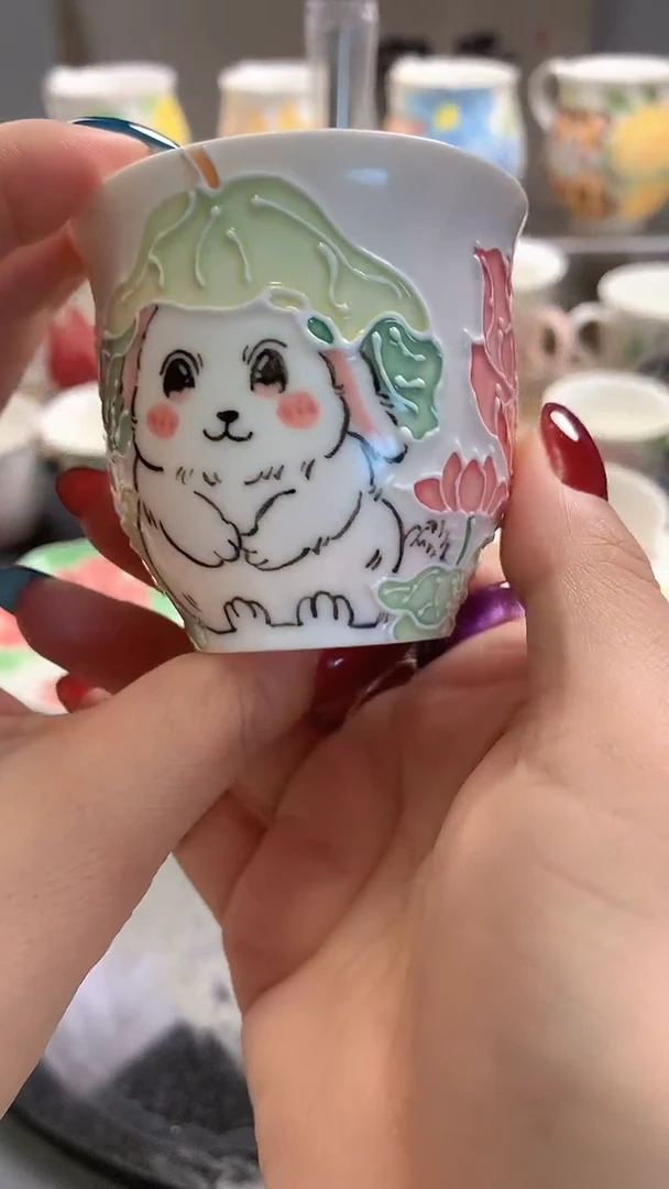 一味*手绘*荷冠杯