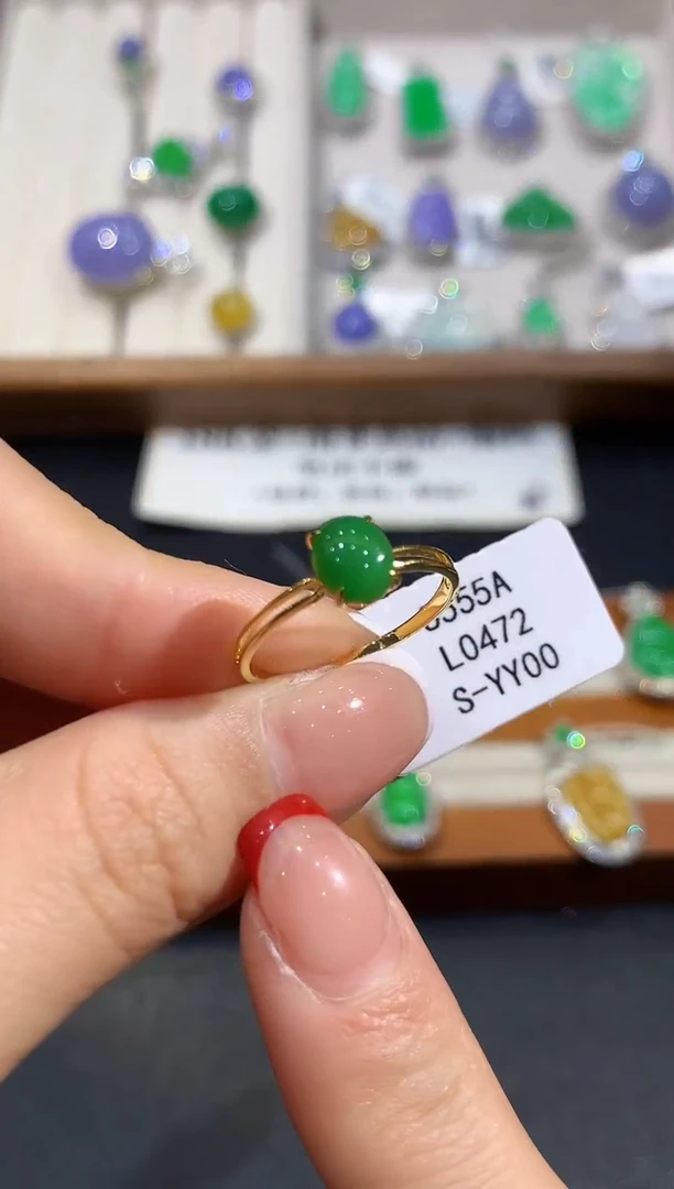 翡翠戒指18K金镶嵌L0472多样性发其一
