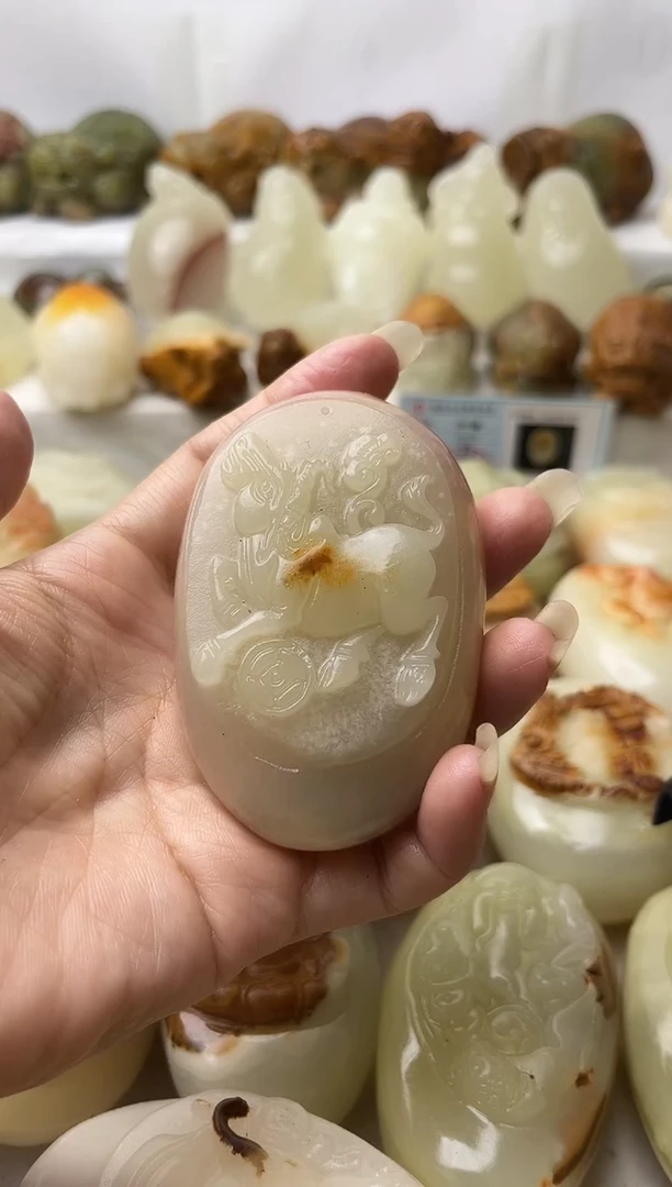 石材方解石手把摆件不退换牛微瑕