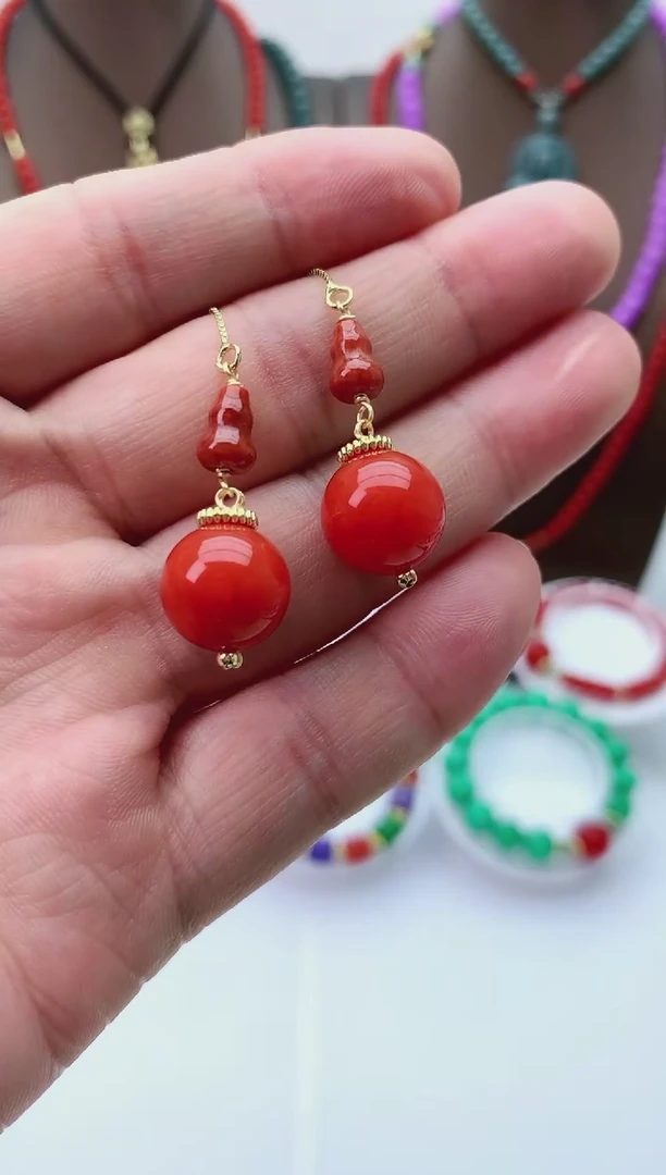 【闪购商品】翡翠耳饰14K金镶嵌R116耳线