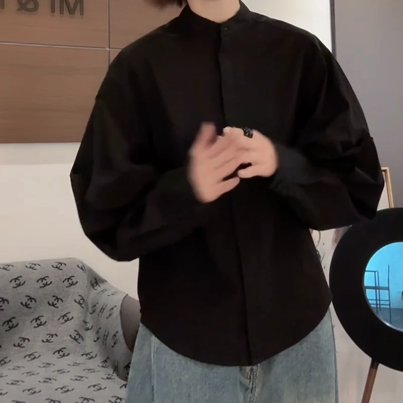 2025新款圆领设计长袖衬衣简约百搭时尚圆领衬衫LK2501513