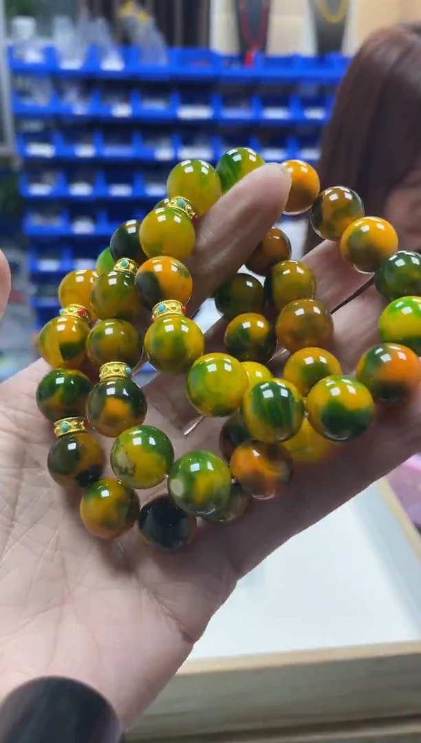 未镶嵌手串玛瑙/玉髓凤凰牛黄石卡14mm15颗 多样性发一