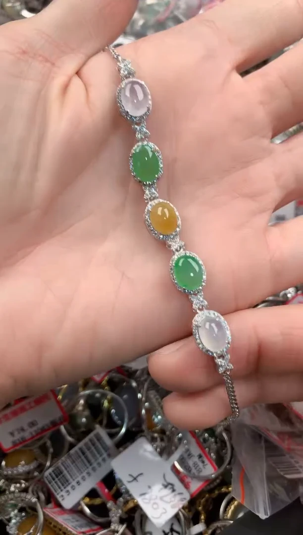 银S925镶嵌戒指翡翠666   3