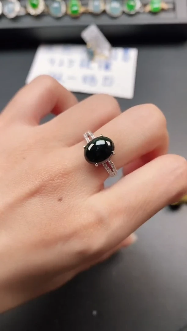 银S925镶嵌戒指翡翠111