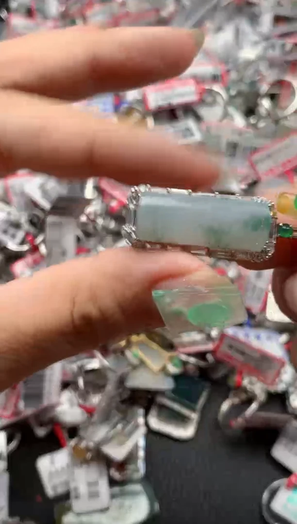 银S925镶嵌戒指翡翠天然A货缅甸翡翠