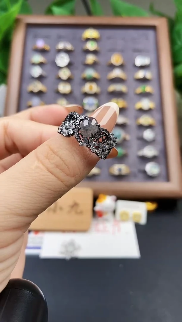 银S925镶嵌戒指翡翠12