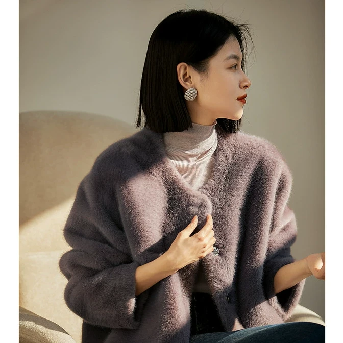 笑涵阁时髦奢软圆领短外套女秋冬新款WTG765717VG