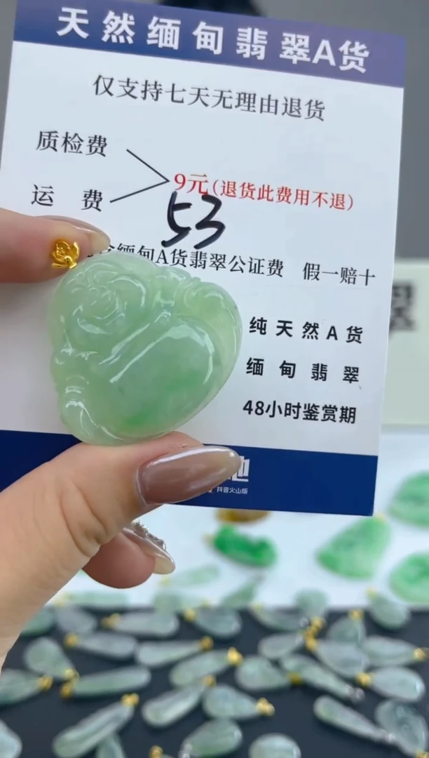 颈饰18K金镶嵌翡翠天然A货翡翠