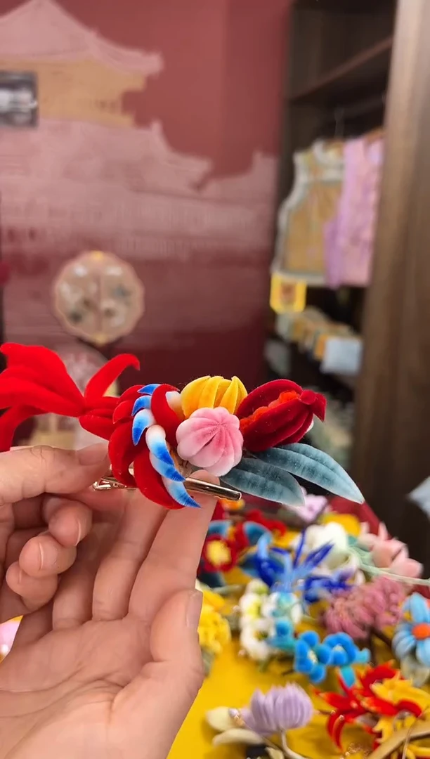 【闪购商品】刺绣非遗绒花（发饰）