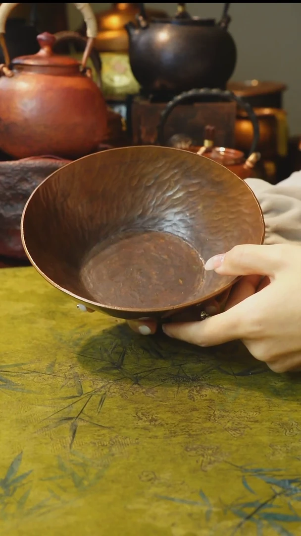 纯紫铜加厚烤色茶盘