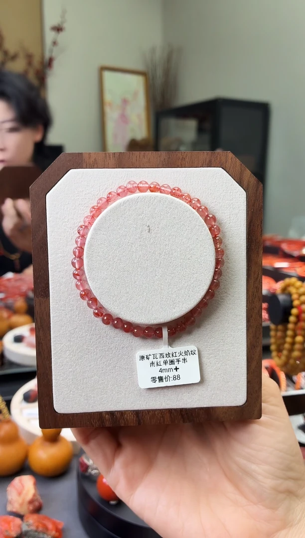 未镶嵌手串南红玛瑙糯****?糯GX03171原矿瓦西玫红火焰4mm+多样性