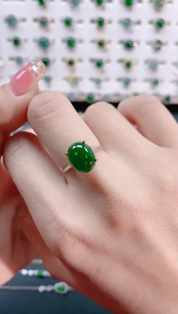 【闪购商品】翡翠戒指银S925镶嵌天然翡翠