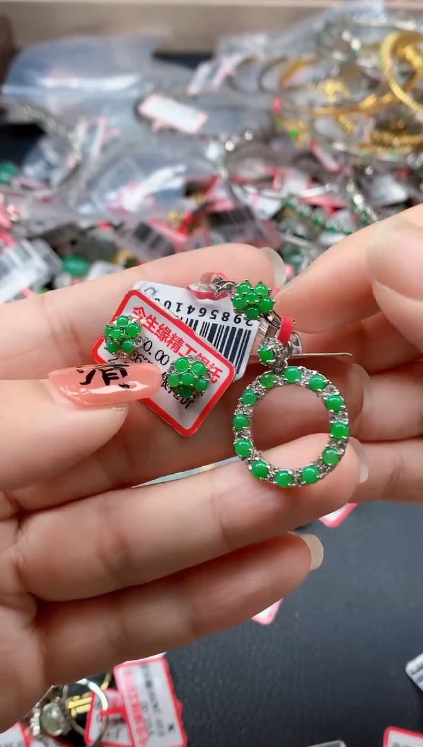 银S925镶嵌戒指翡翠天然A货缅甸翡翠