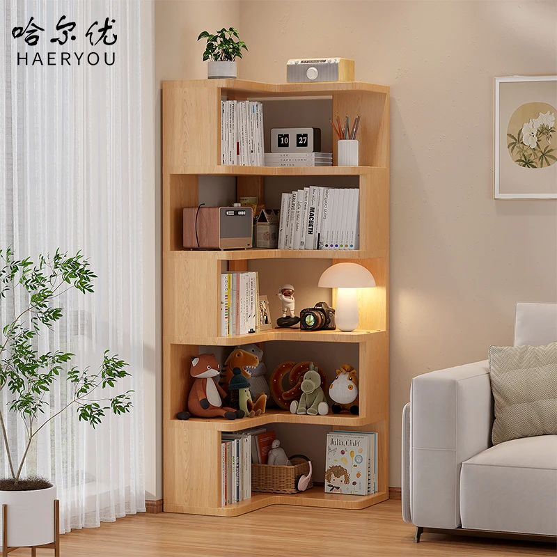 组合书柜家用客厅书房落地多层放书置物架拐角靠窗立式摆件收纳柜