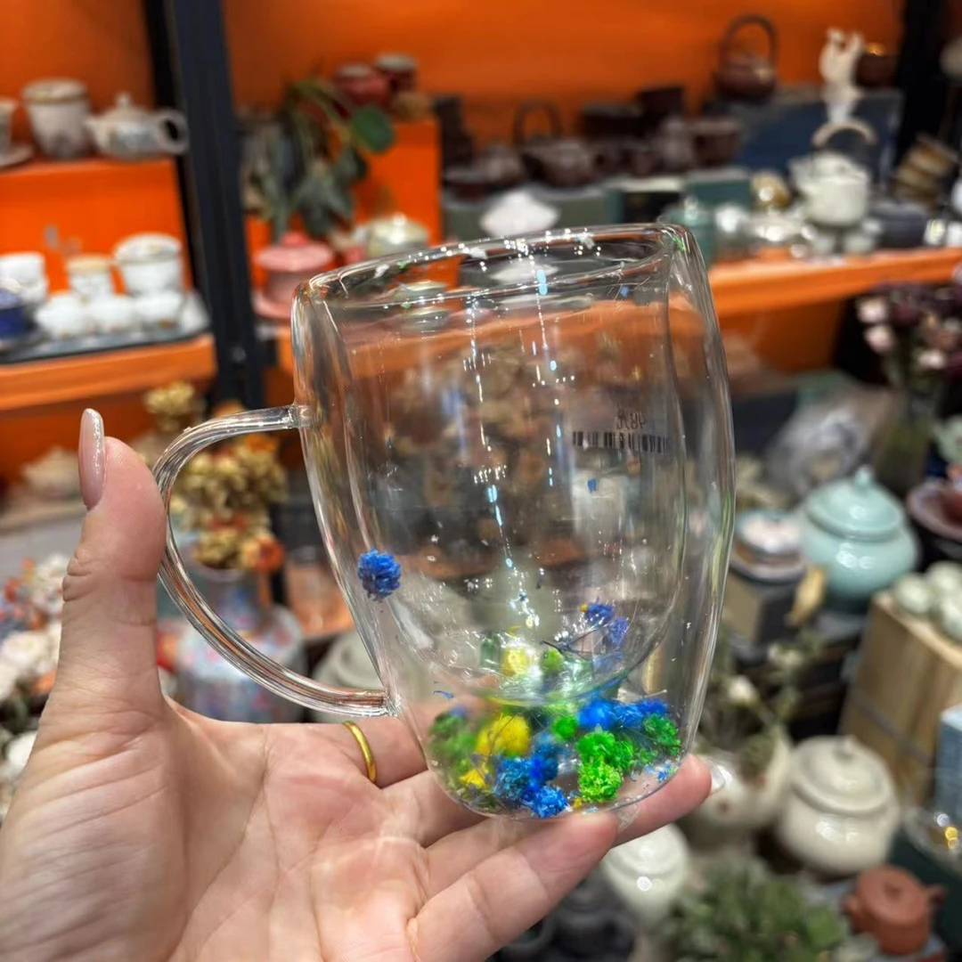 扬名 透明高硼硅玻璃勿忘我花瓣水杯-6127（直播专享）