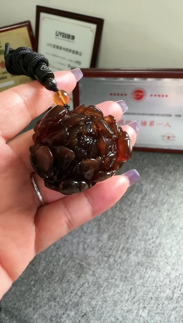 未镶嵌琥珀手串银*树紫罗兰牡丹花吊坠