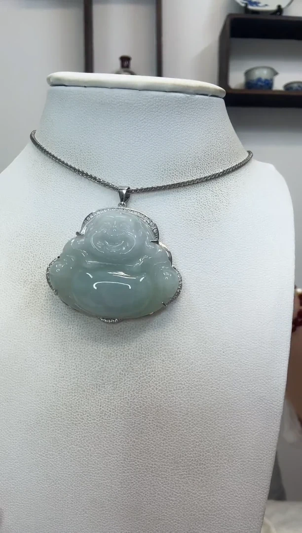 吊坠(赠链)银S925镶嵌翡翠大佛