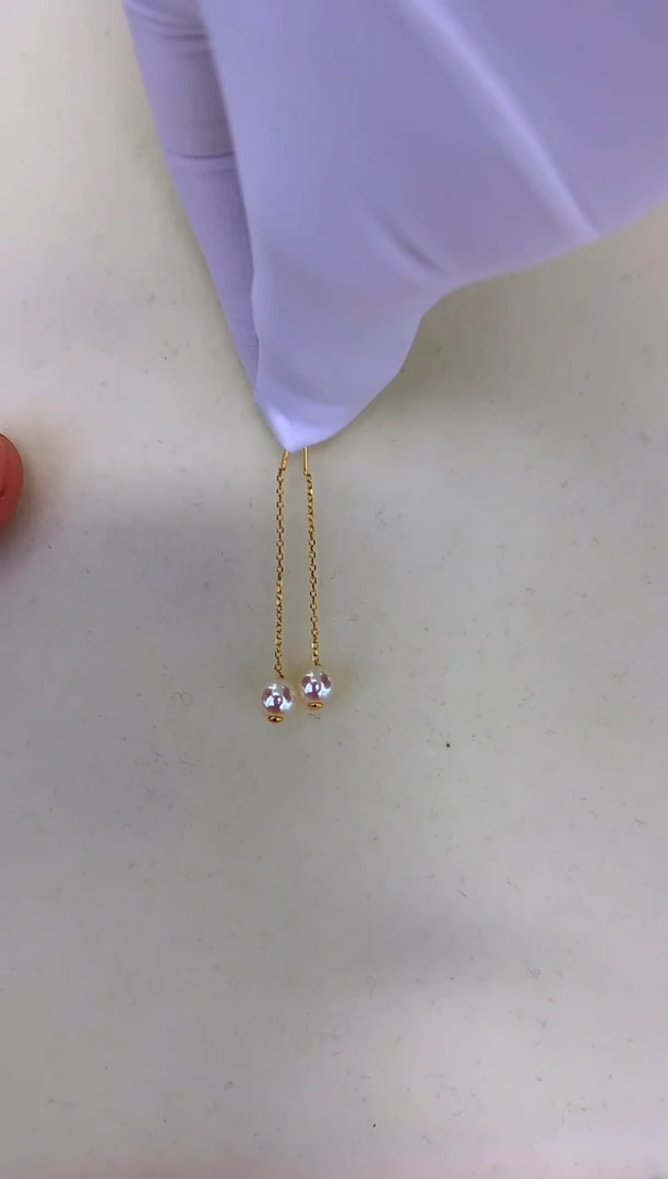 银S925镶嵌DA海水珍珠 GD237 耳线 6-7