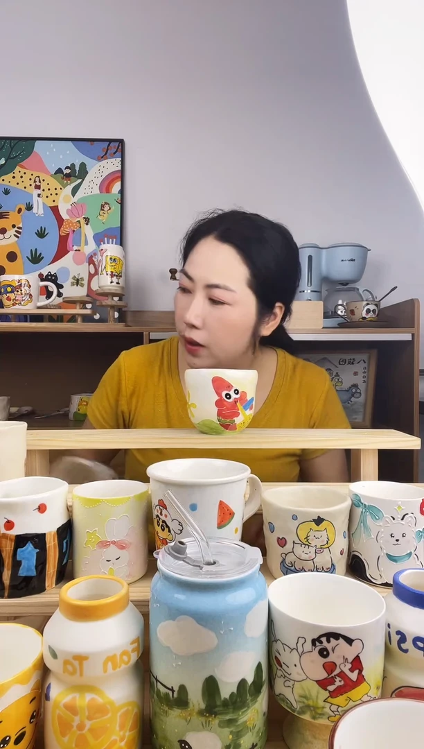 杯子景德镇高温釉下彩陶瓷手绘卡通创意
