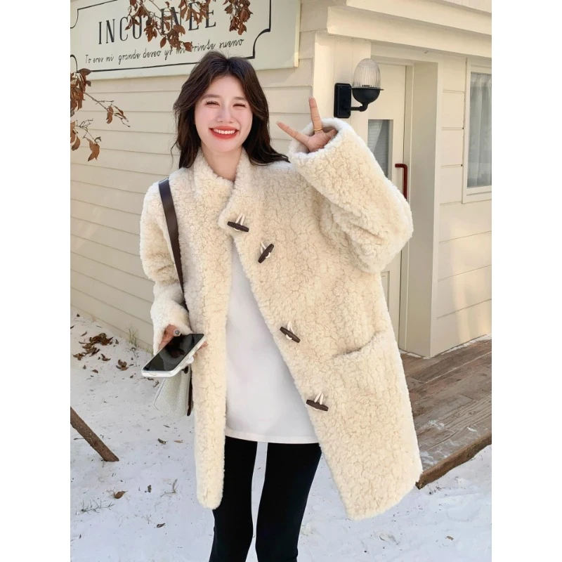 【刘叮铃专属XQ3807】牛角扣巨好看大衣女2025冬季新款中长款外套