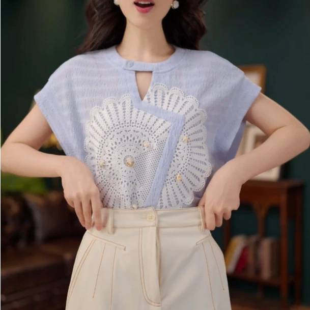 【椰奶薄脆】2025夏季新款甜美衬衫休闲百搭短袖衬衫女夏季上衣