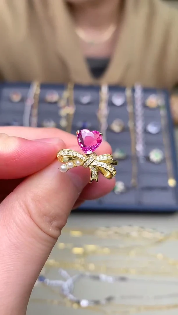 戒指蓝宝石银S925镶嵌戒指