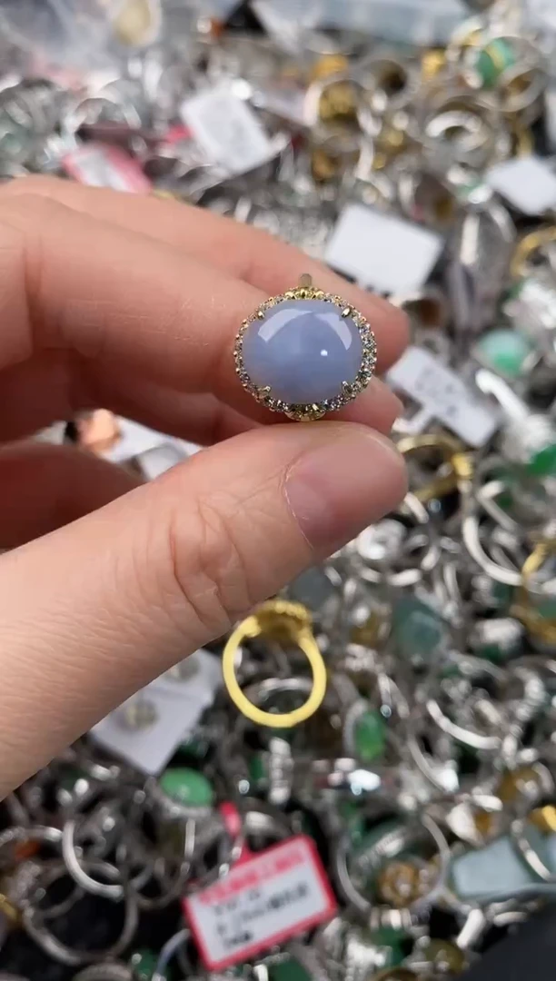 银S925镶嵌戒指翡翠777               9