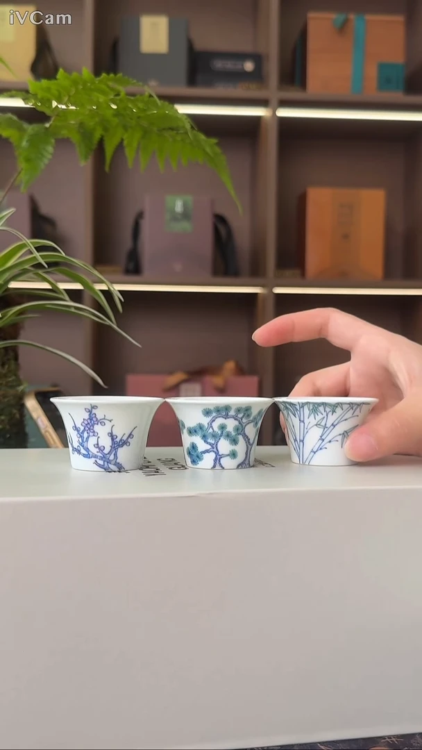 杯子景德镇瓷器小杯松竹梅款1个